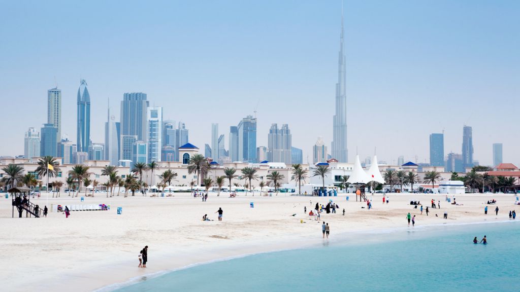Dubai skyline and beach