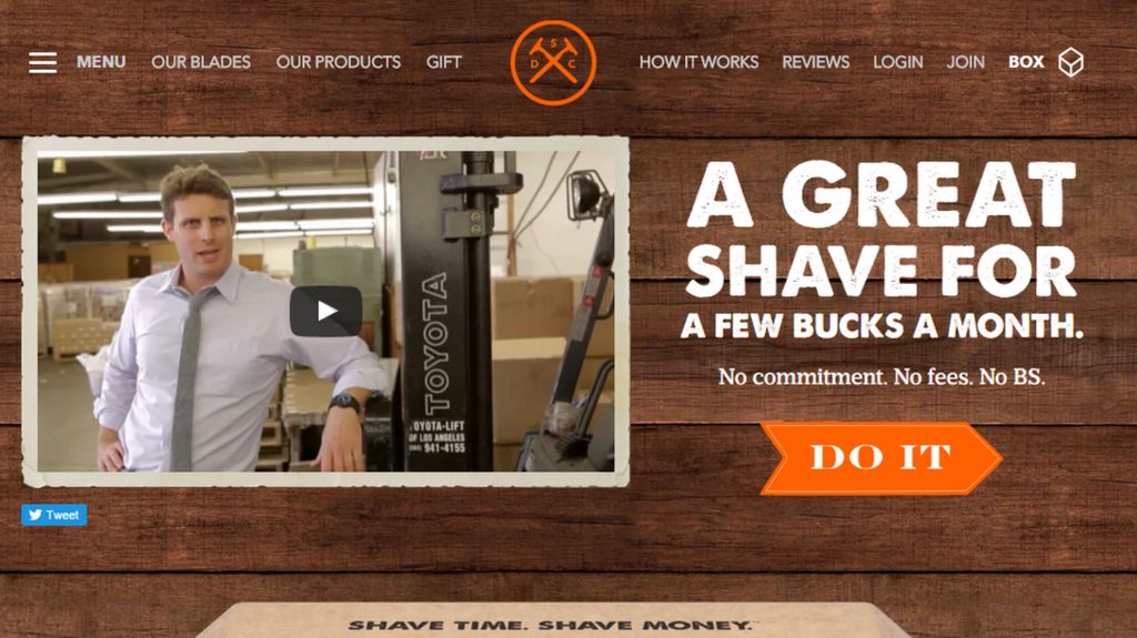 Screen grab of Dollar Shave Club