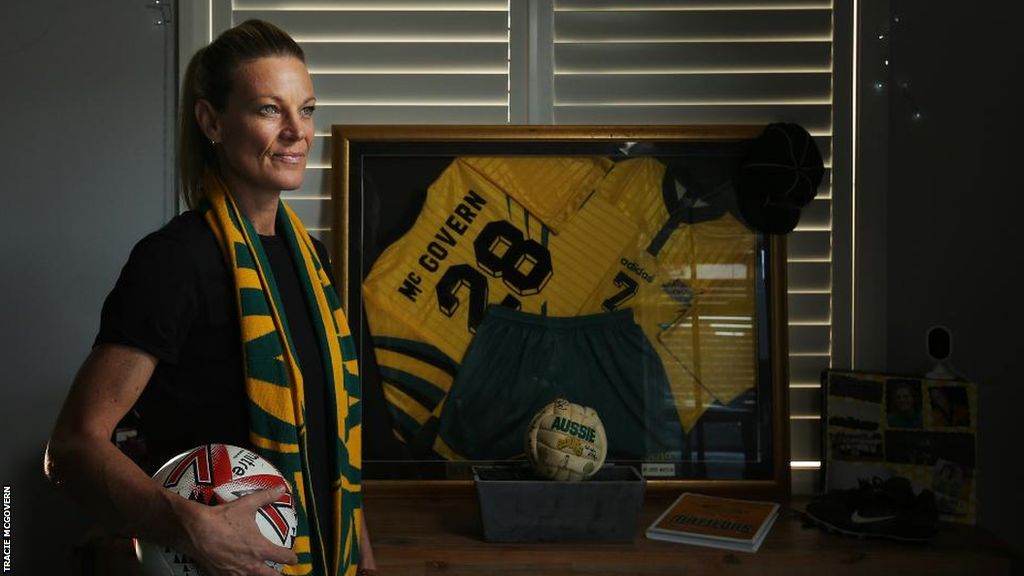 Tracie McGovern with her football memorabilia