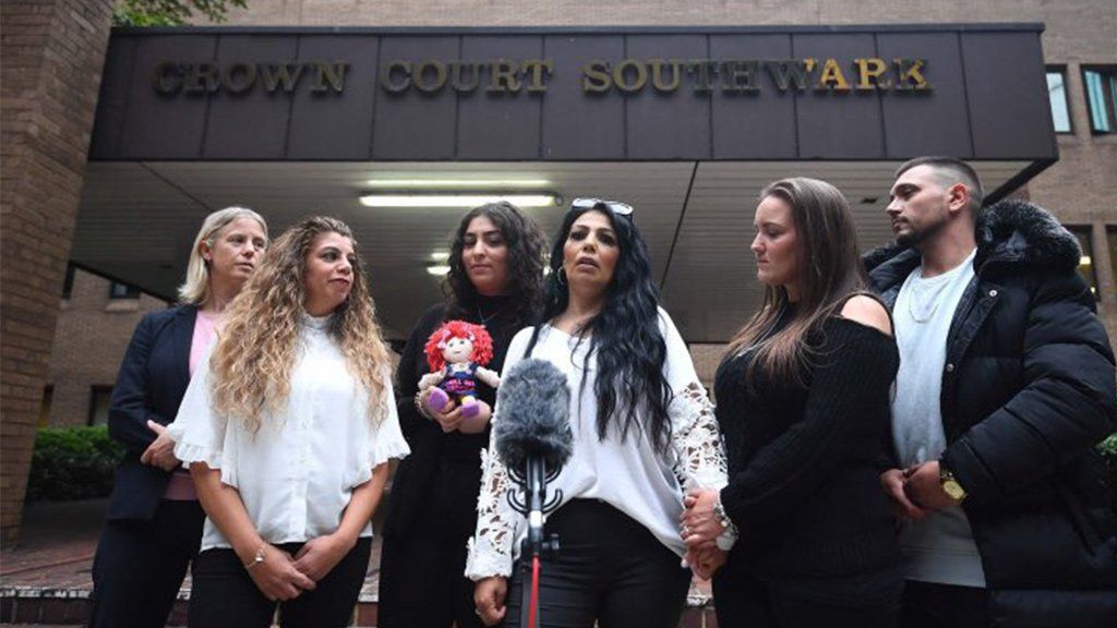 Mihrican Mustafa's family outside Southwark Crown Court