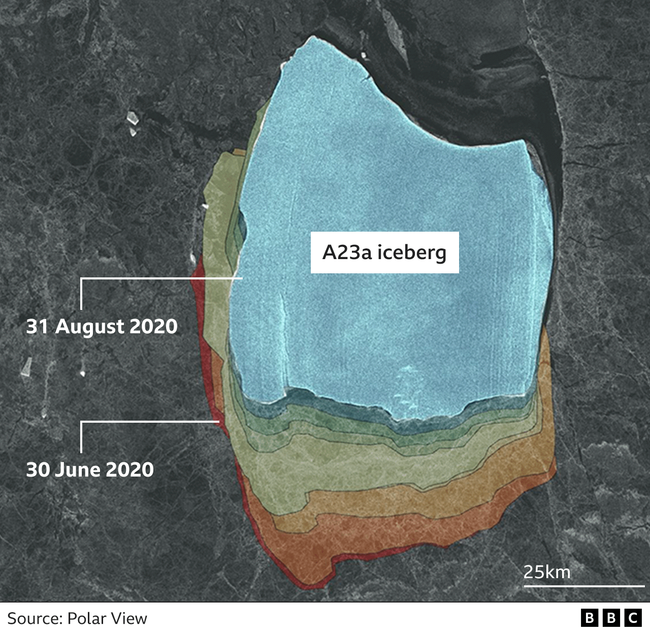 Iceberg A23a first began to stir in 2020