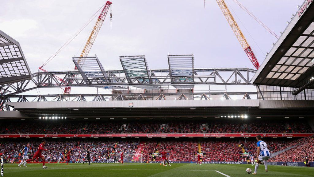 A view of Liverpool's Anfield Road Stand during a match against Brighton last season