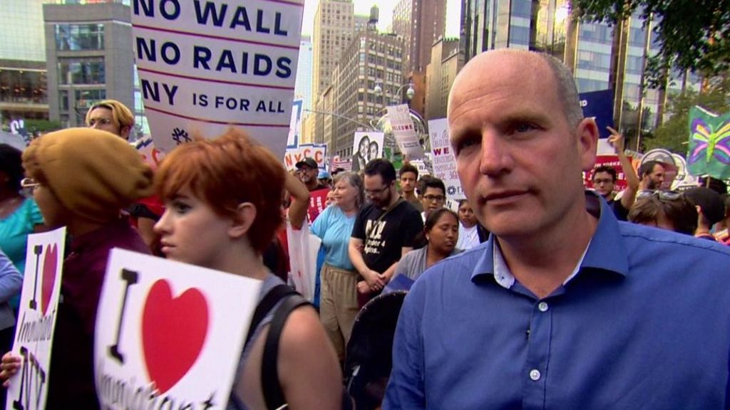 Glenn Campbell Reports From An Anti Trump Rally In New York Bbc News