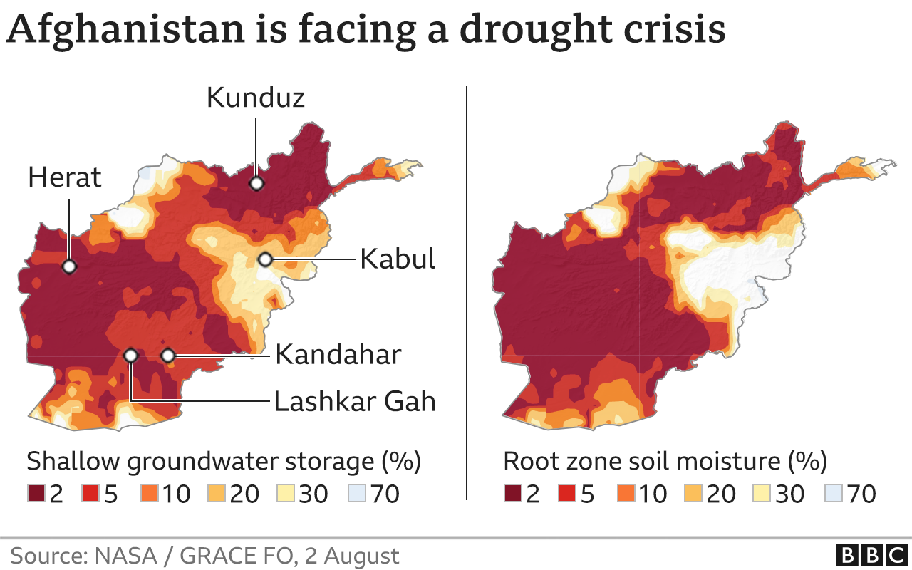 Maps showing drought crisis in Afghanistan