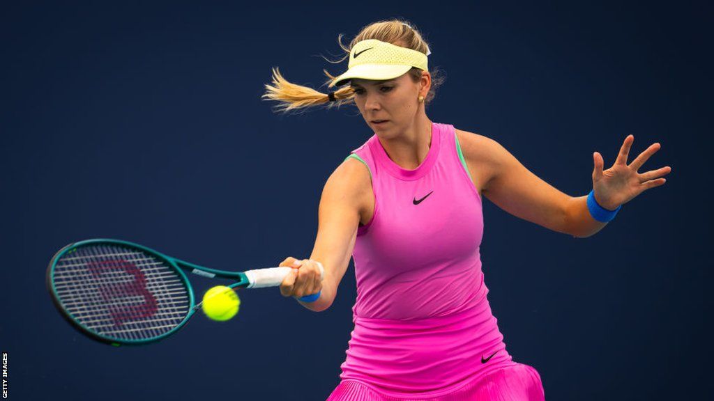 Katie Boulter in action in Miami