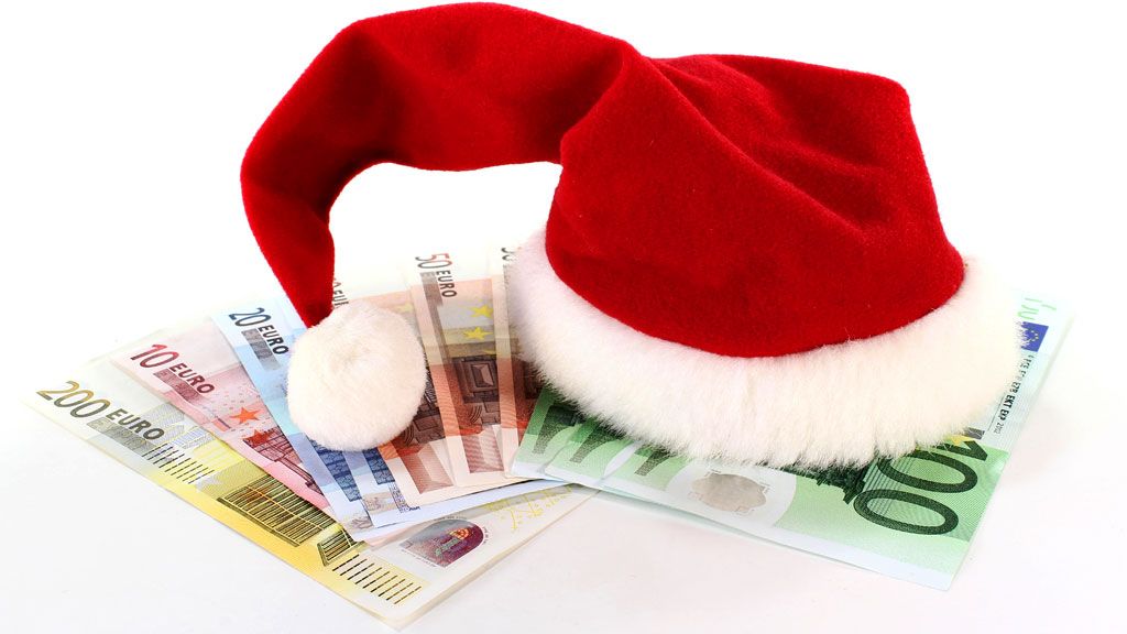Santa hat and cash