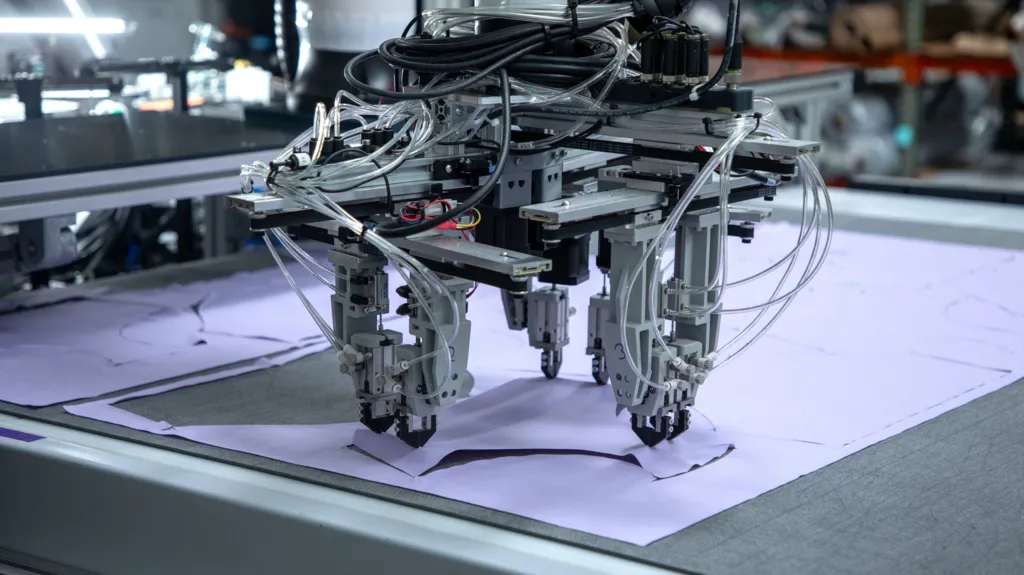 A robot working on a t-shirt