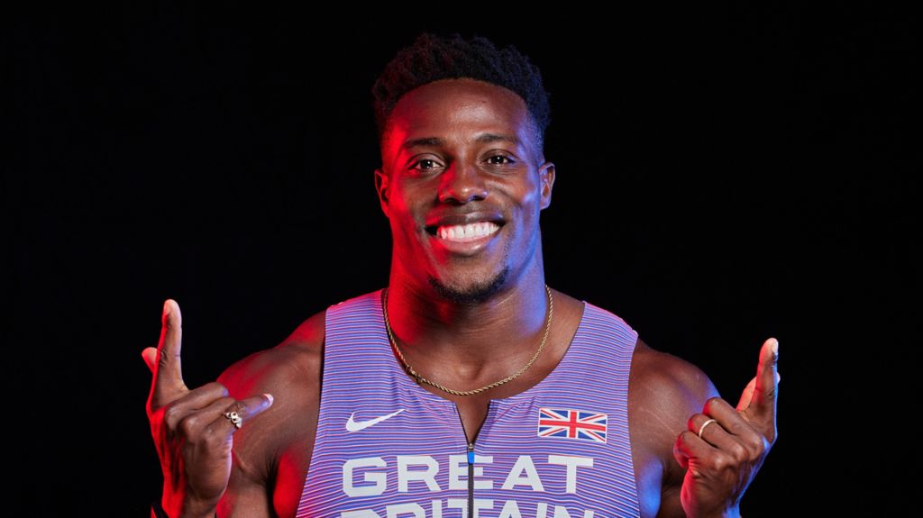 Harry Aikines-Aryeetey wearing a Great Britain vest