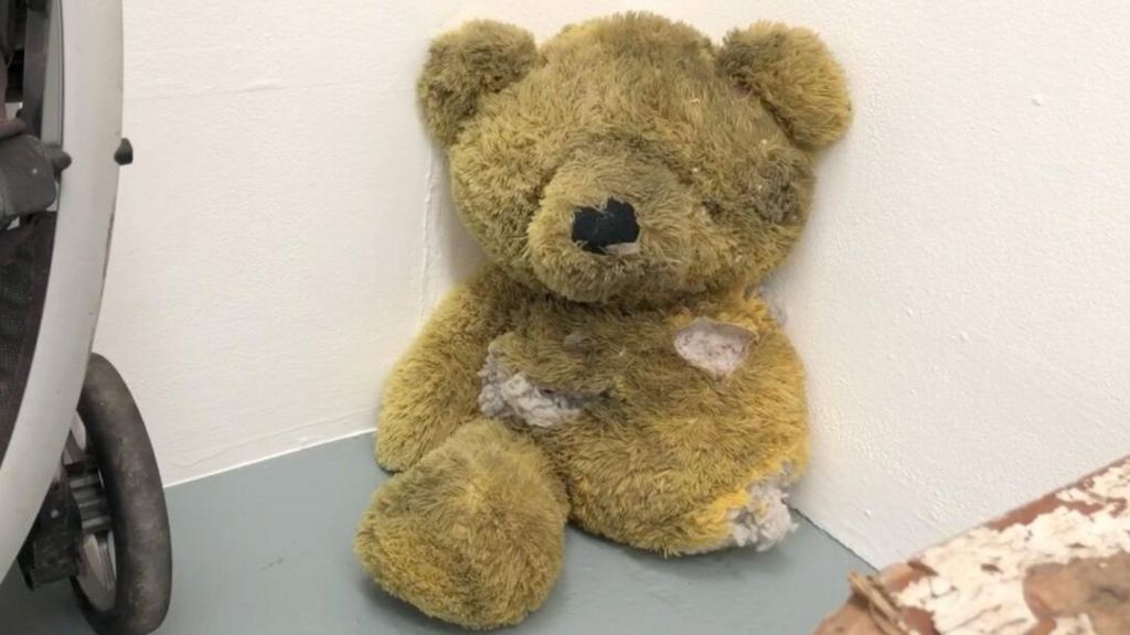 A teddy bear from the installation
