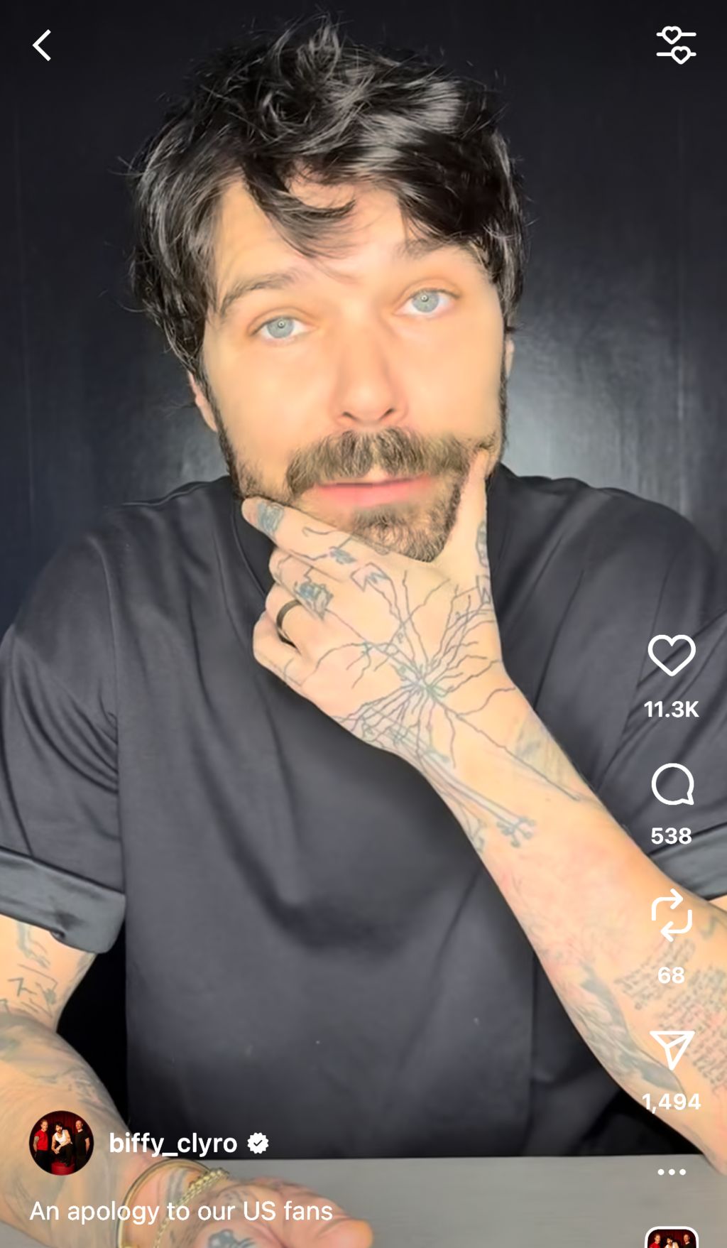 Simon Neil Instagram video screenshot