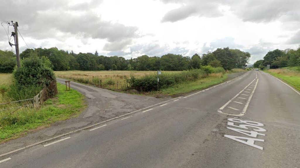 General view of the A458 between Cross Houses and Cressage