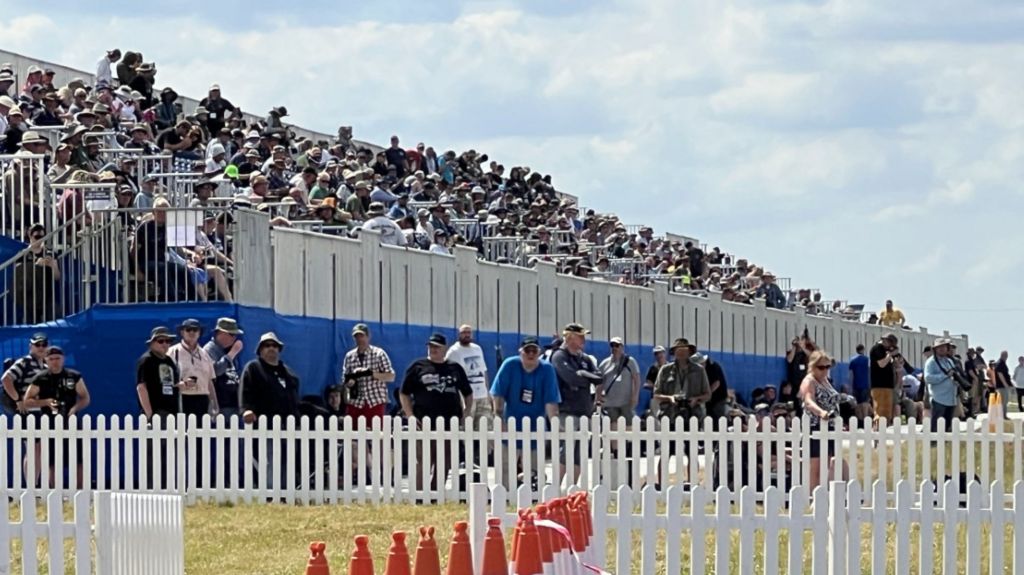 Spectators in the stands at an airshow