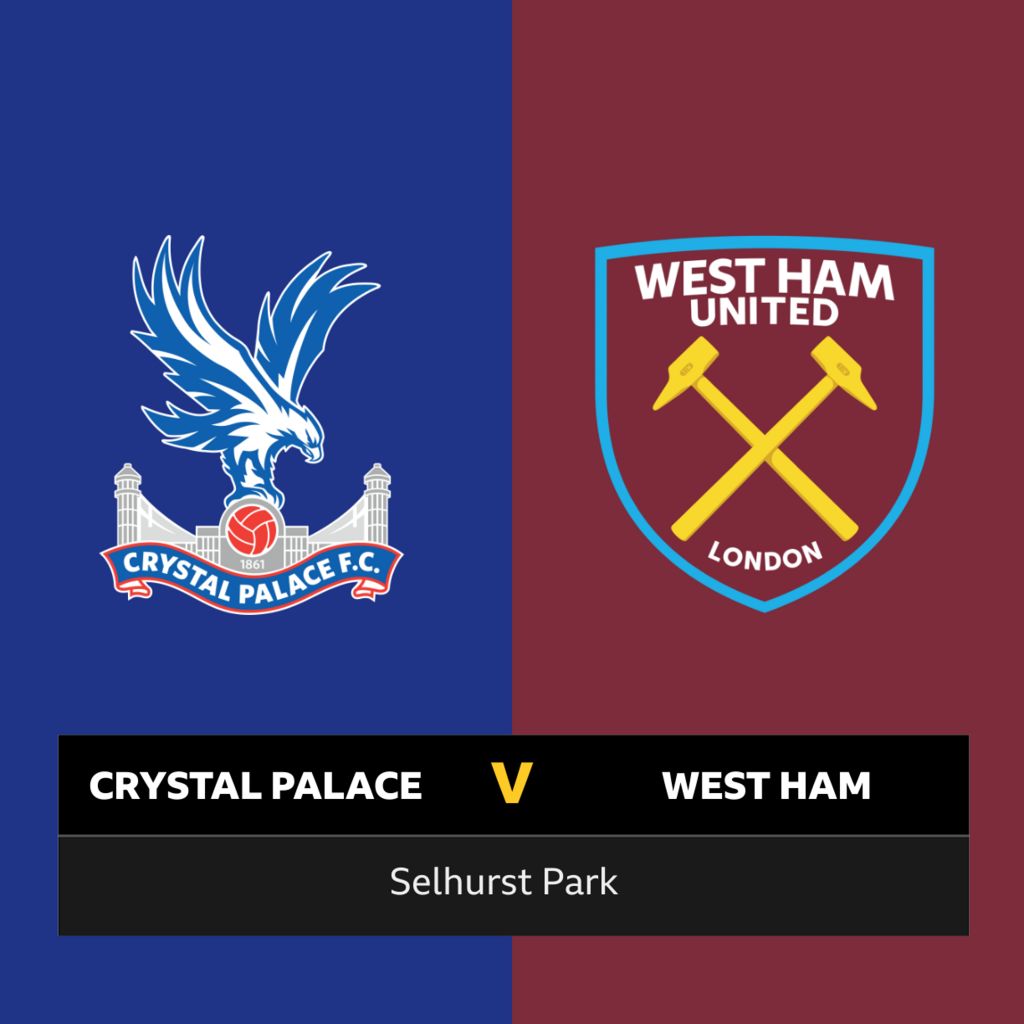 Crystal Palace v West Ham Follow live BBC Sport