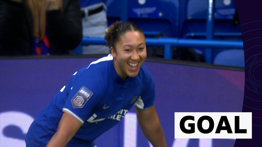 WSL Chelsea v Liverpool: Lauren James scores her second and Chelsea's third at Stamford Bridge