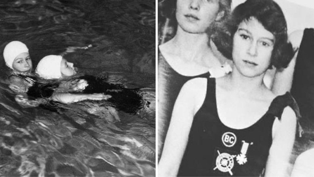 Then Princess Elizabeth is seen training for the young respirator award in 1941