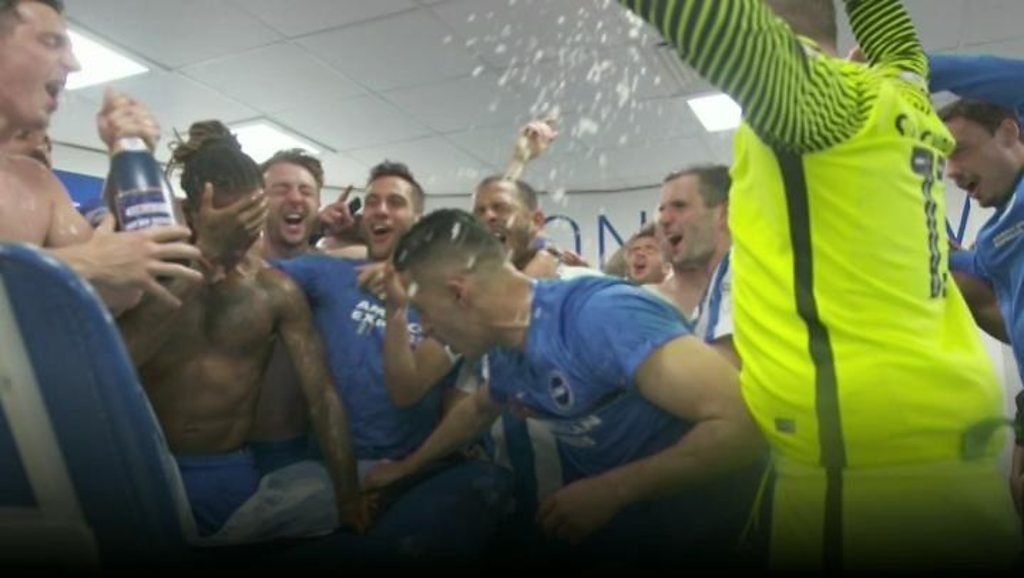 Brighton players celebrate