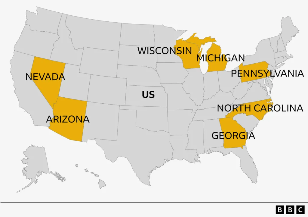 Seven swing states set to decide the 2024 US election