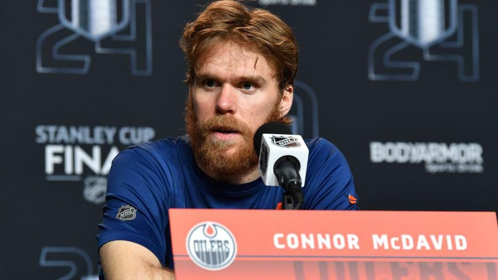 Connor McDavid at a post-game news conference