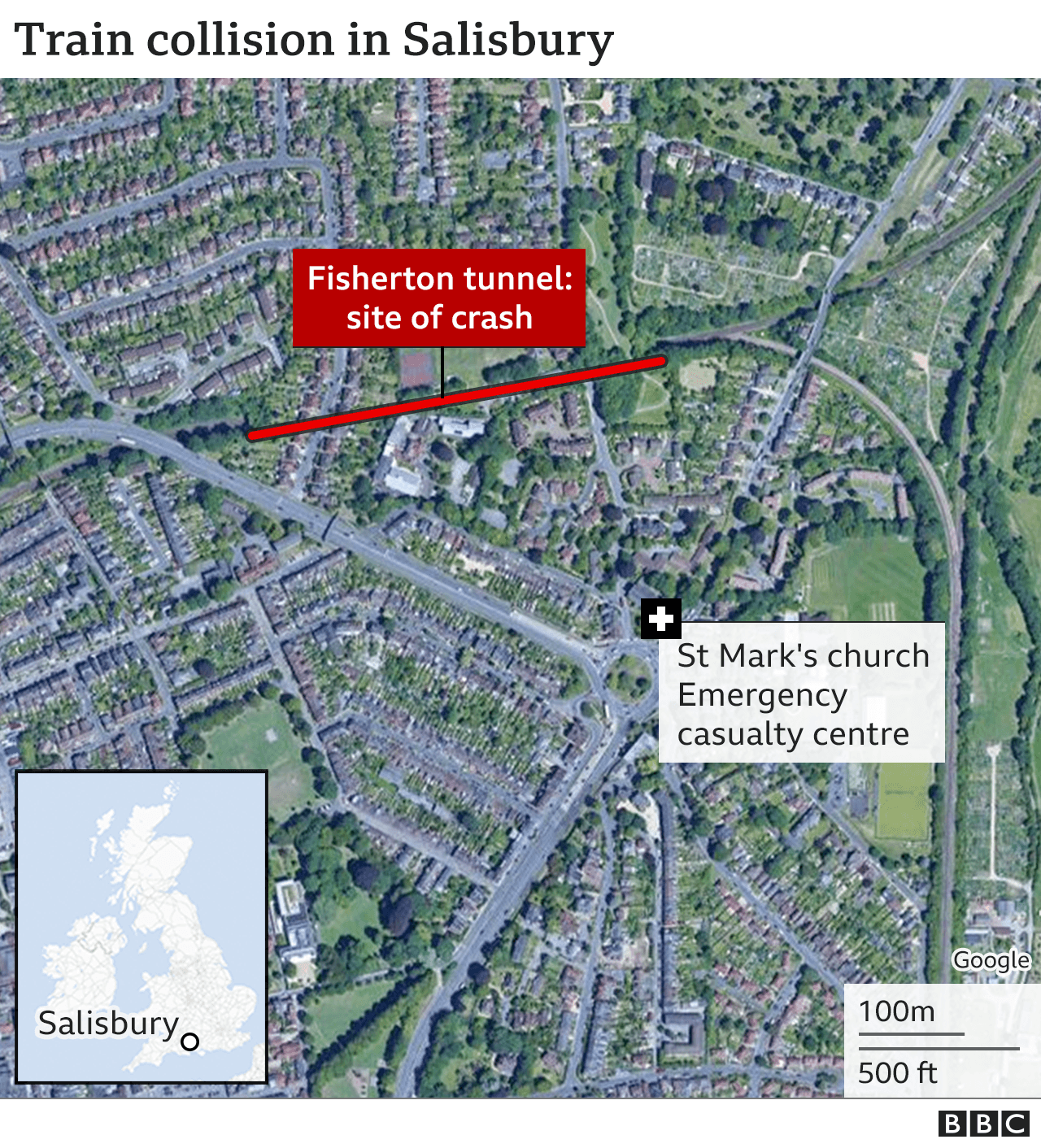 Map of train crash location