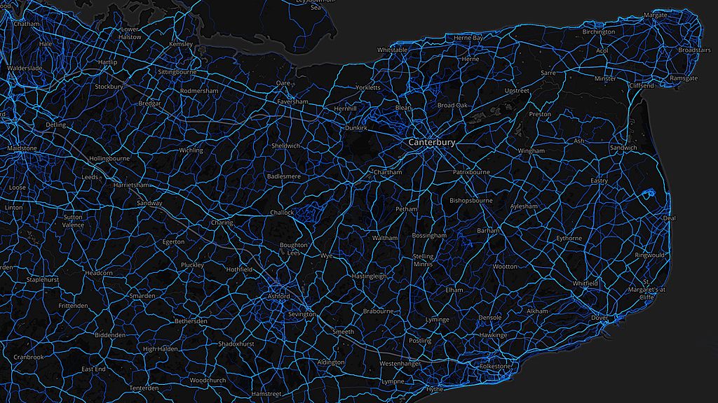 Kent - cycling routes (by Strava users 2015)