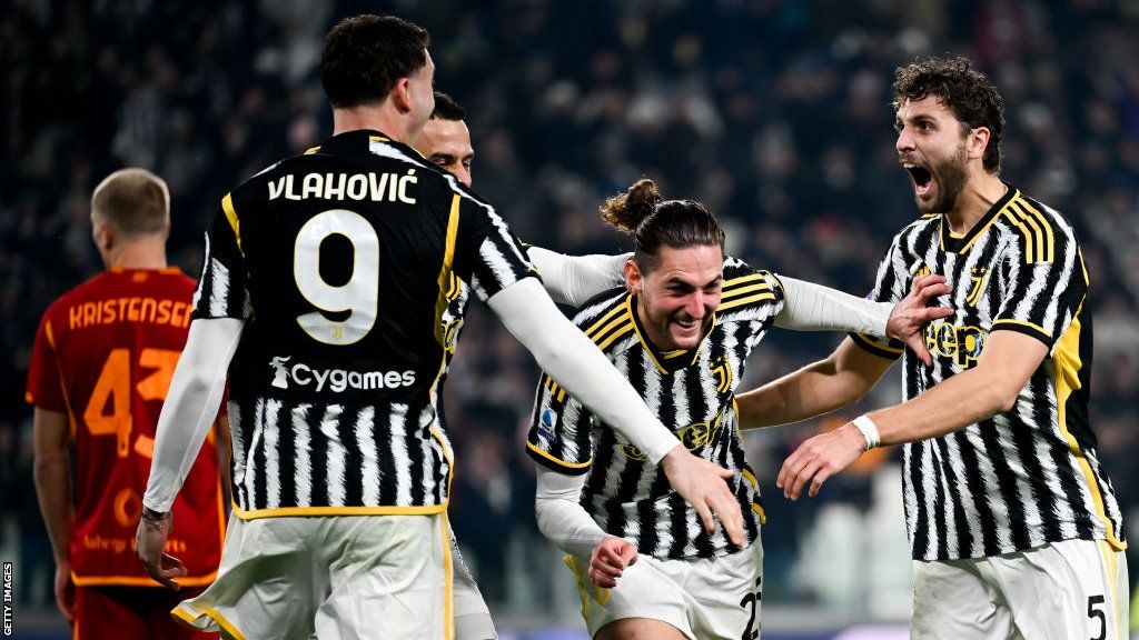 Adrian Rabiot celebrates for Juventus