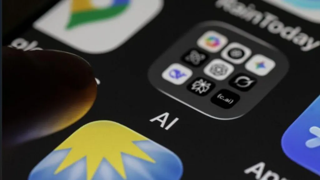 The screen of a phone with a section for a group of apps under the subheading 'AI'.