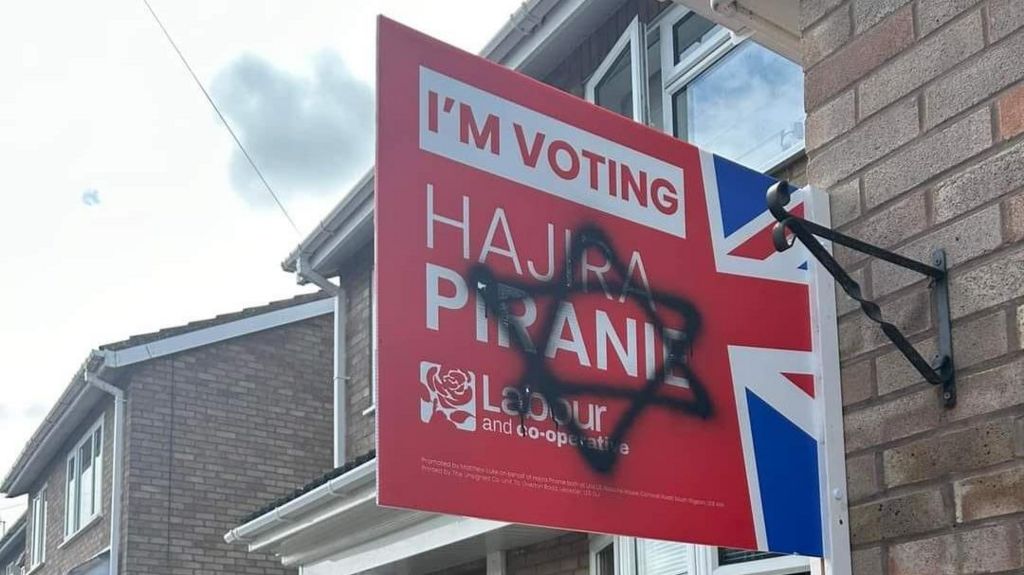 A Star of David painted onto a Labour candidate sign