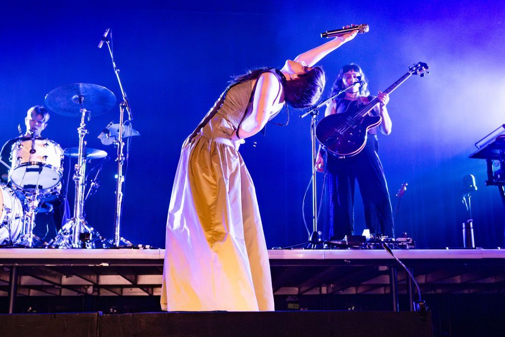 Lauren Mayberry on stage at London's O2 Arena