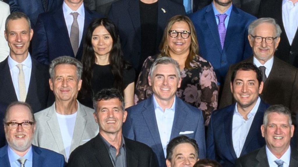 Chloe Zhao and Steven Spielberg in the Oscars class photo