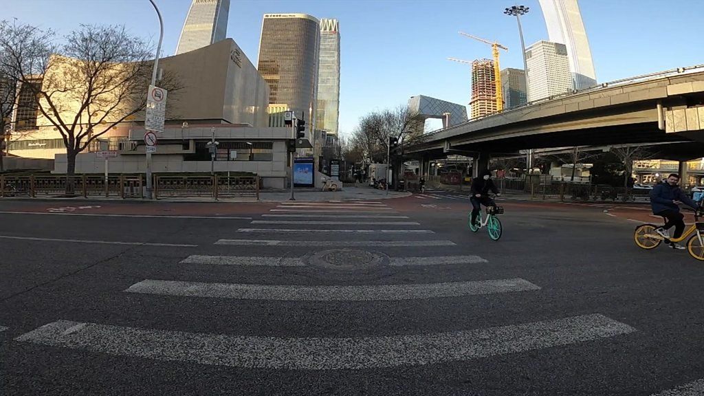 Empty zebra crossing in Beijing