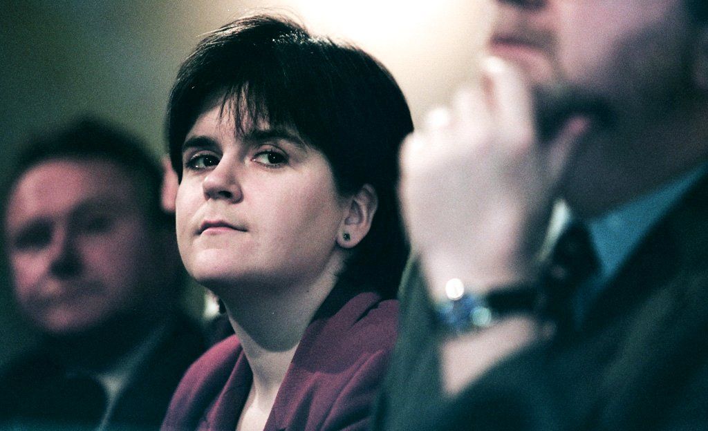 Nicola Sturgeon at the launch of the SNP's 1999 manifesto for the Holyrood election campaign