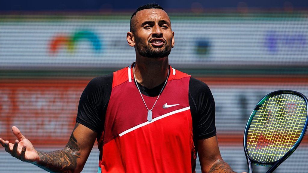 Watch: Nick Kyrgios docked game for rowing with umpire and smashing racquet at Miami Open