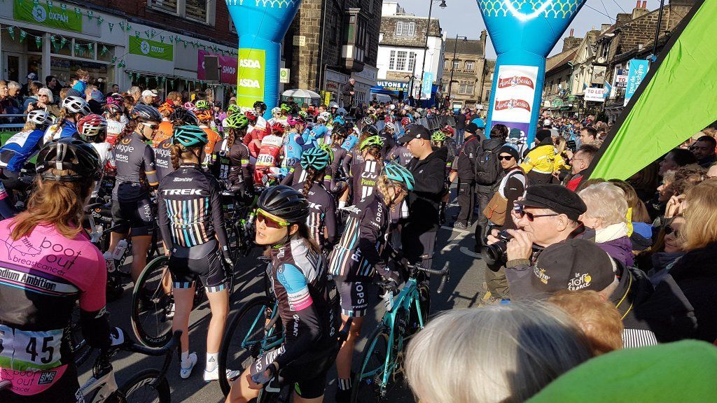 Cyclists at the start of Tour de Yorkshire 2016 Stage Two