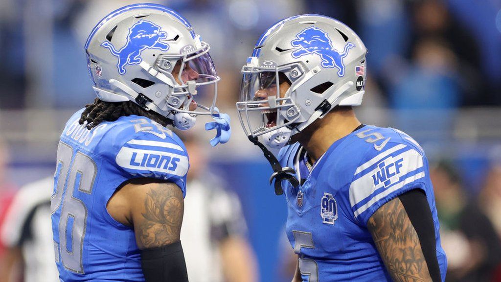 Detroit Lions players celebrate