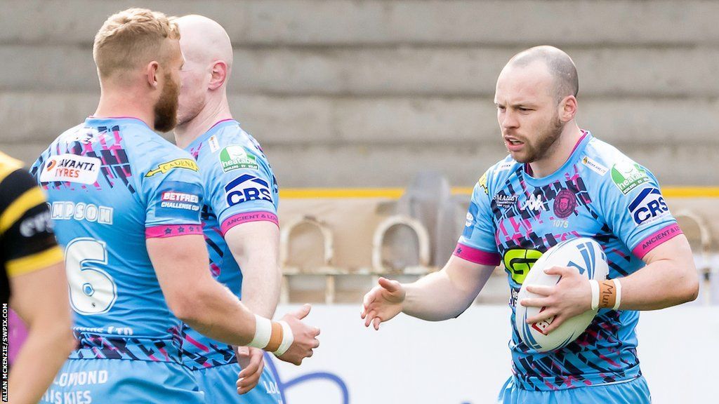 Wigan winger Liam Marshall (right) has run in six tries in two games in the 2024 Challenge Cup