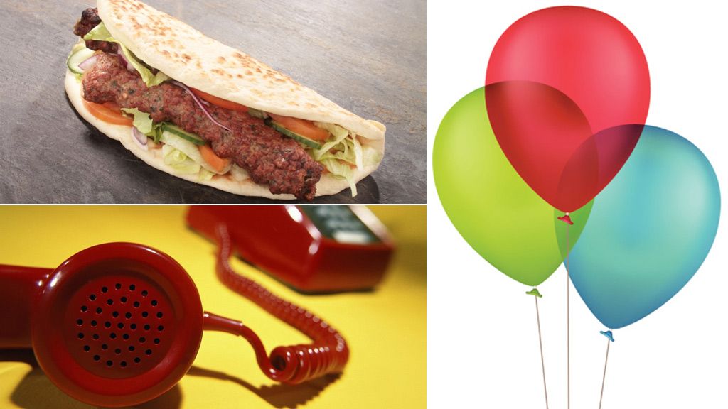 A kebab, a phone and a balloon