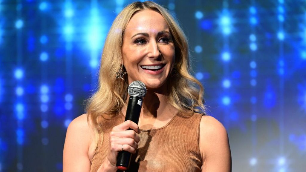 Nikki Glaser performs onstage during The Scleroderma Research Foundation's Cool Comedy Hot Cuisine: A Tribute to Bob Saget at Edison Ballroom on November 08, 2023 in New York City