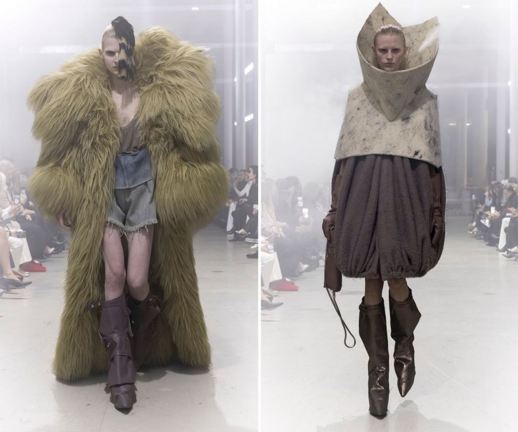 Model on the runway at the Rick Owens fashion show in Paris, Fall Winter 2026 Ready To Wear Fashion Week, 