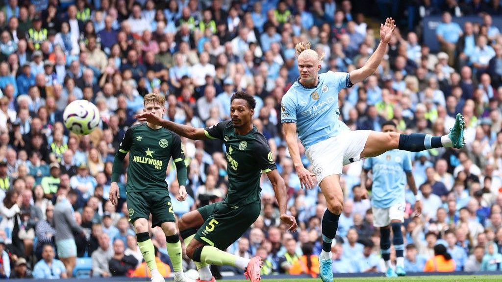 Manchester City striker Erling Haaland scored twice to take his overall Premier League tally for the season to nine in four games