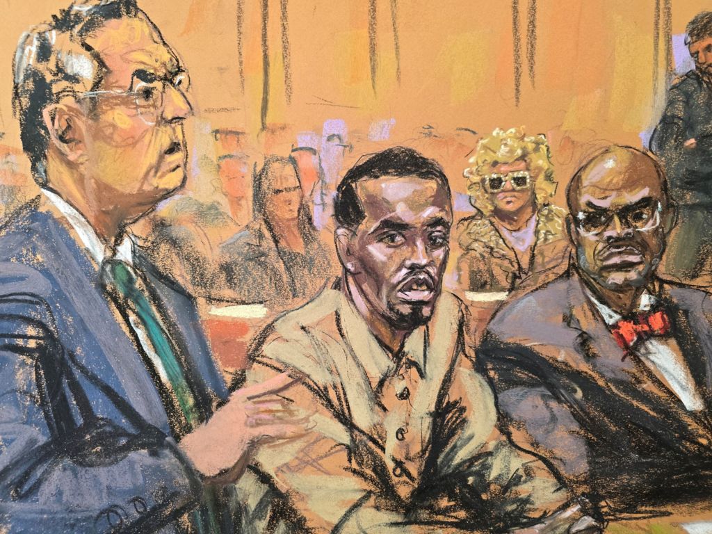 A court sketch of Sean "Diddy" Combs, from October 2024