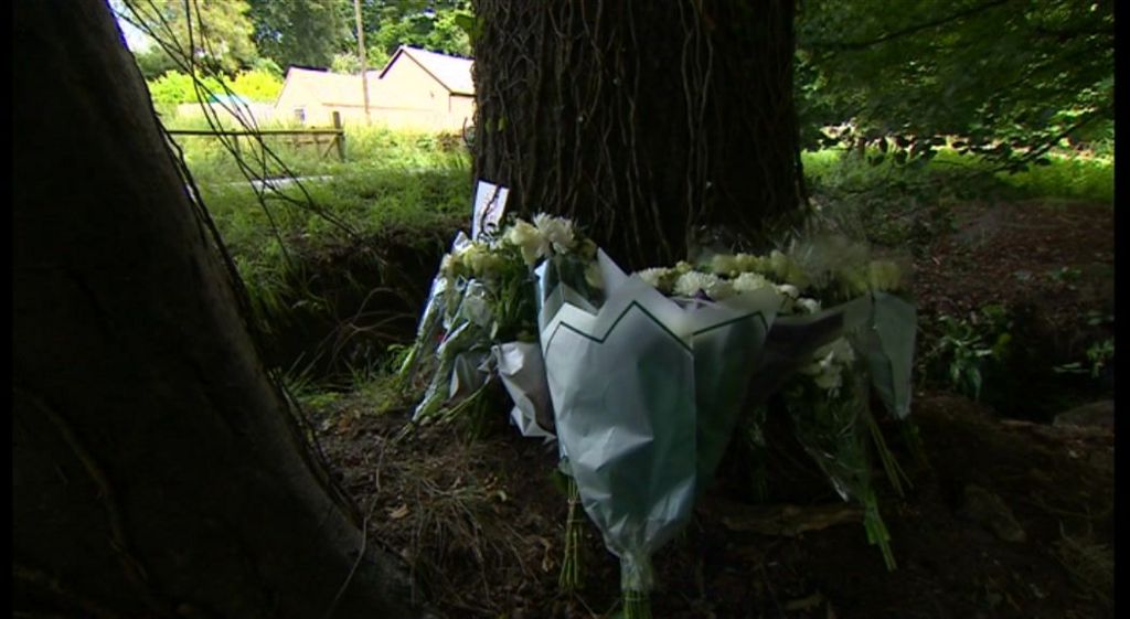 Flowers left at the scene of the crash