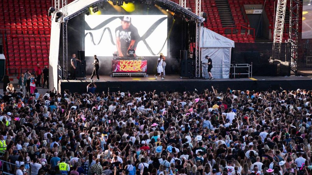 Dizzee Rascal performs at Ashton Gate for the BS3 Live event