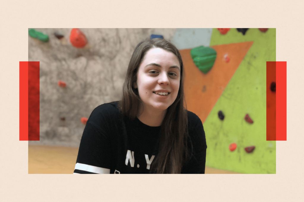 Natasha pictured in a sports centre, smiling to camera