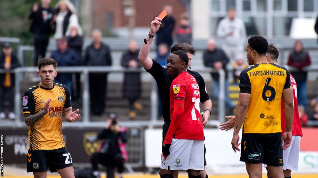 Former Aston Villa youngster Rushian Hepburn-Murphy was sent off after a clash with Cameron Norman