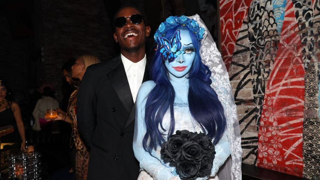 Damson Idris and La La Anthony attends 2025 Costume Couture Halloween Party on October 30, 2025 in New York City.