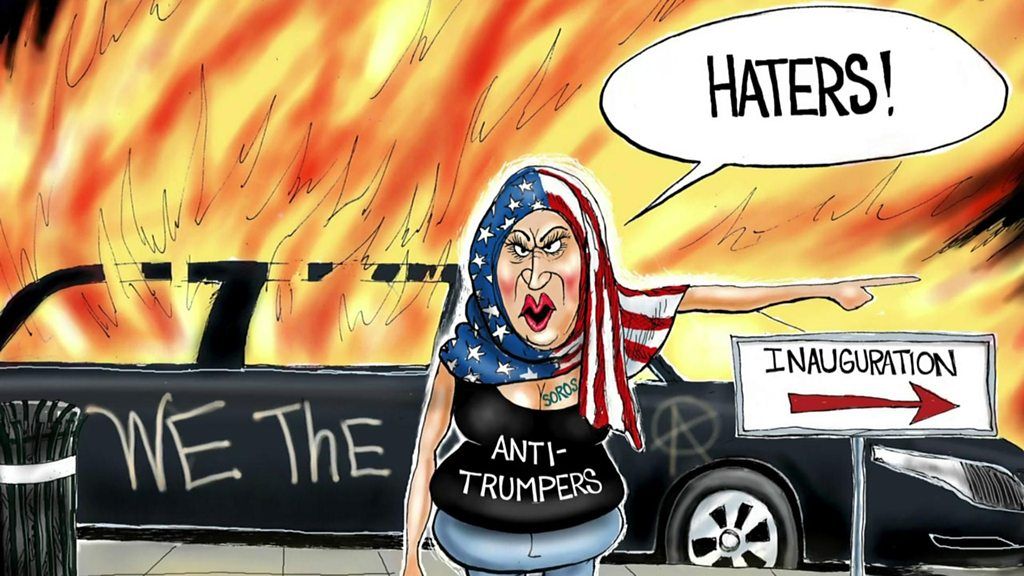 A cartoon of the inauguration day riots