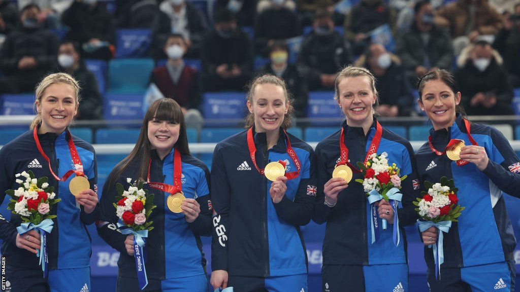 Eve Muirhead, right, claimed Olympic gold at the fourth time of asking when she led Great Britain women to glory in Beijing last year