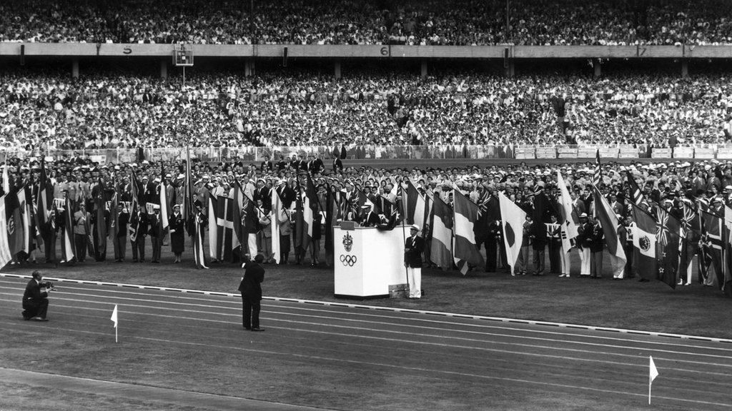 Opening of the 1956 Olympics in Melbourne