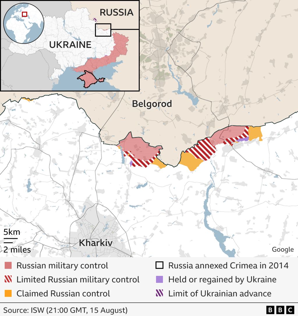 Map showing Russian advances near Kharkiv