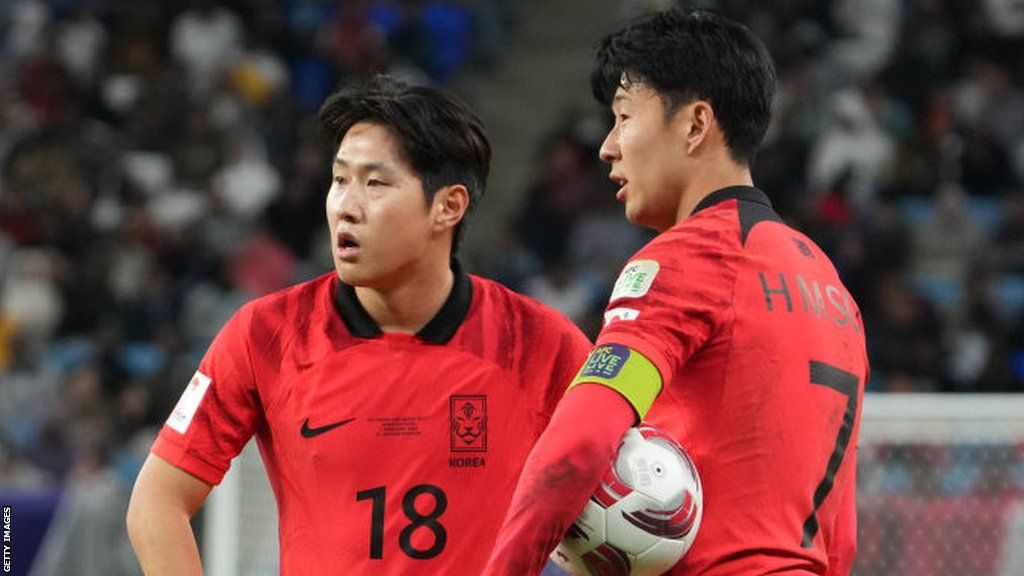 Son Heung-min and Lee Kang-in of South Korea